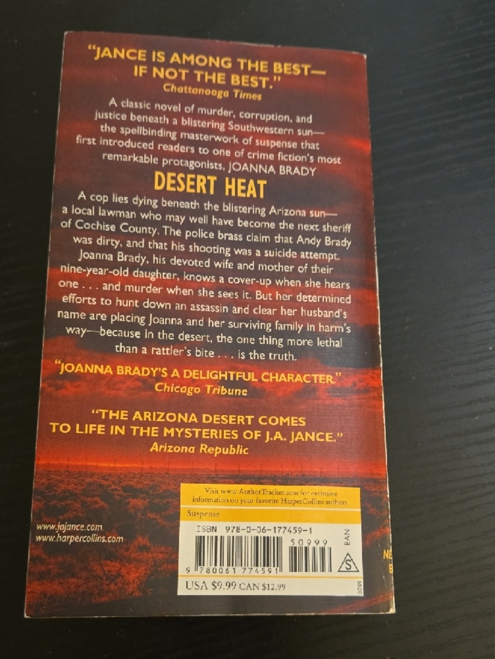 J.A. Jance "Desert Heat" Paperback Thriller - Red & Yellow Cover - Picture 2 of 2